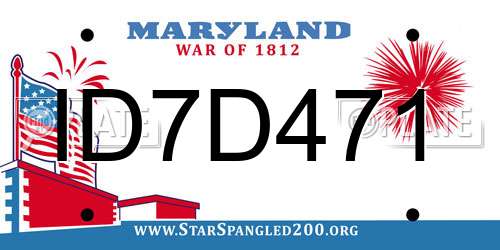 ID7D471 Maryland License Plate