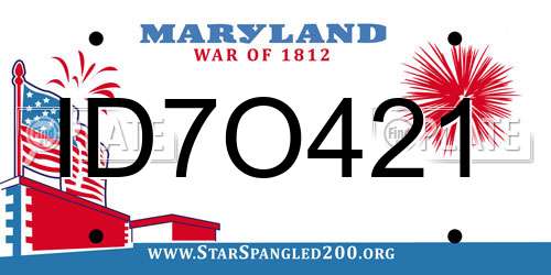ID7O421 Maryland License Plate