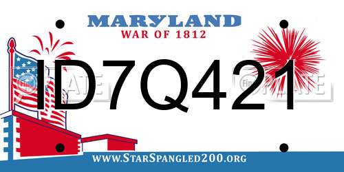 ID7Q421 Maryland License Plate