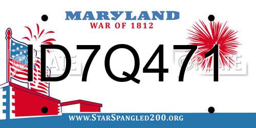 ID7Q471 Maryland License Plate