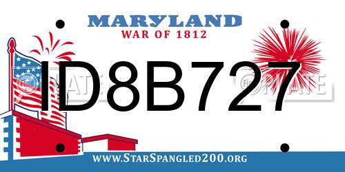 ID8B727 Maryland License Plate