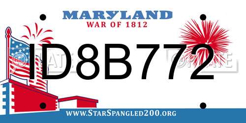 ID8B772 Maryland License Plate