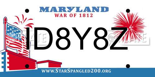 ID8Y8Z Maryland License Plate