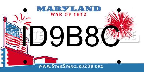 ID9B8C Maryland License Plate