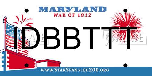 IDBBTTT Maryland License Plate