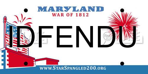 IDFENDU Maryland License Plate