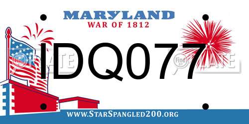 IDQ077 Maryland License Plate
