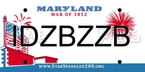 IDZBZZB Maryland License Plate