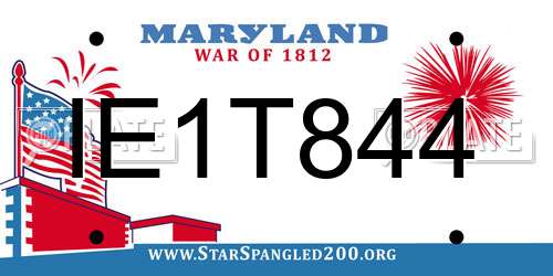 IE1T844 Maryland License Plate