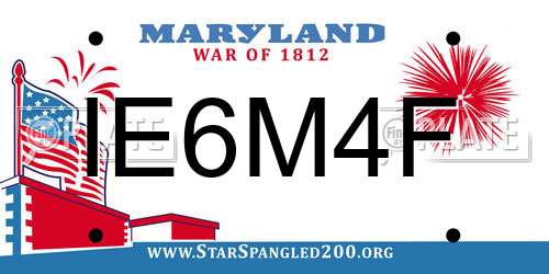 IE6M4F Maryland License Plate