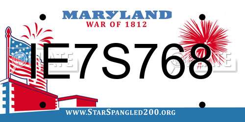 IE7S768 Maryland License Plate