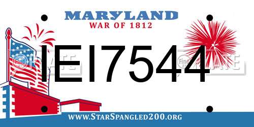 IEI7544 Maryland License Plate