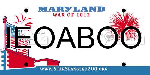 IEOABOO Maryland License Plate