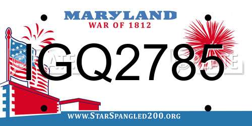 IGQ2785 Maryland License Plate