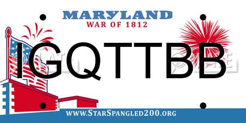 IGQTTBB Maryland License Plate