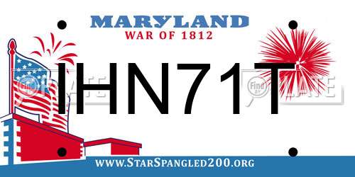 IHN71T Maryland License Plate