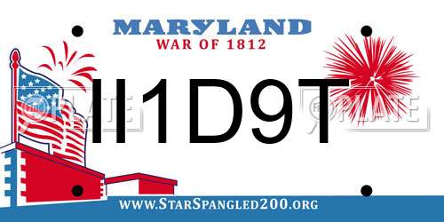 II1D9T Maryland License Plate