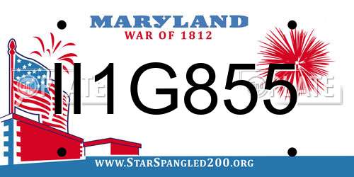 II1G855 Maryland License Plate