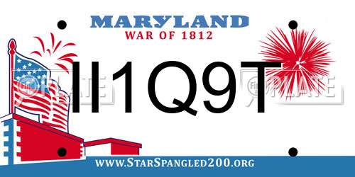 II1Q9T Maryland License Plate