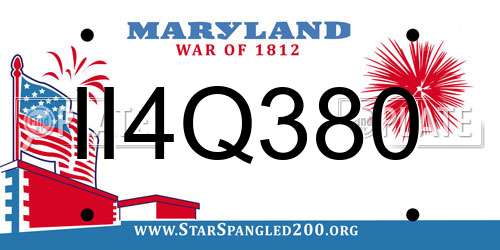 II4Q380 Maryland License Plate