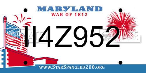 II4Z952 Maryland License Plate
