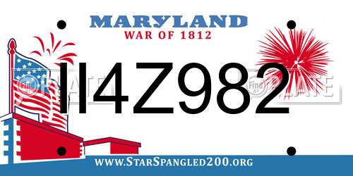 II4Z982 Maryland License Plate