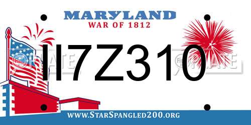 II7Z310 Maryland License Plate