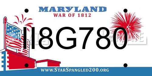 II8G780 Maryland License Plate