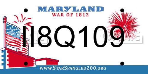 II8Q109 Maryland License Plate