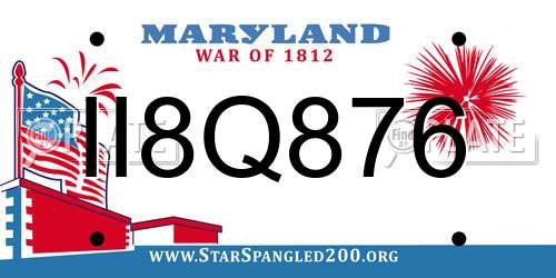 II8Q876 Maryland License Plate