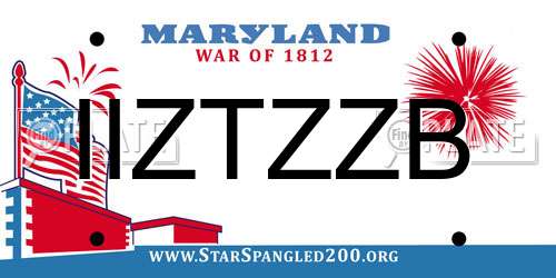 IIZTZZB Maryland License Plate