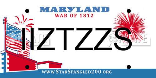 IIZTZZS Maryland License Plate