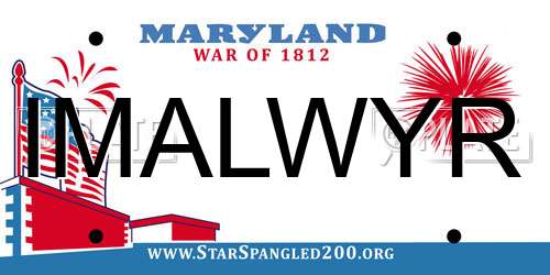 IMALWYR Maryland License Plate