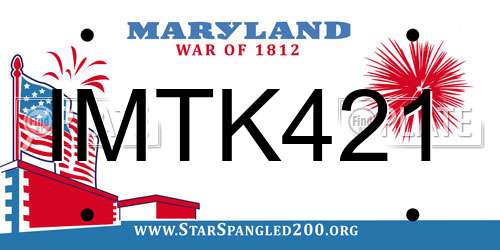 IMTK421 Maryland License Plate