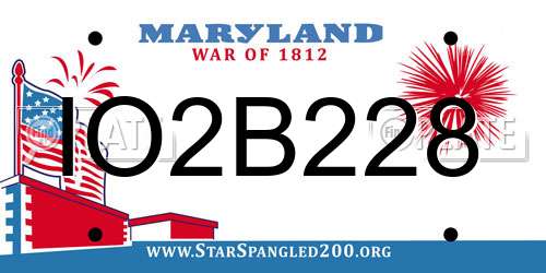 IO2B228 Maryland License Plate
