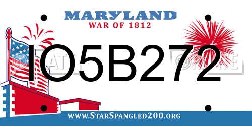 IO5B272 Maryland License Plate