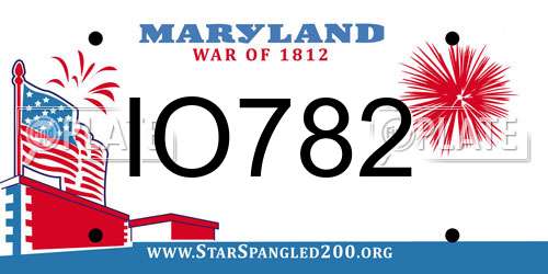 IO782 Maryland License Plate