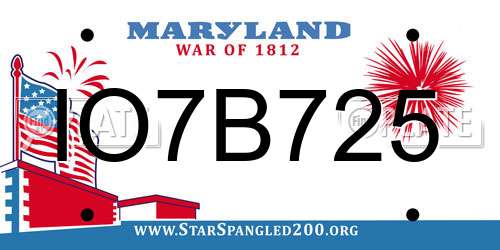 IO7B725 Maryland License Plate