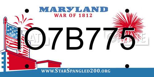 IO7B775 Maryland License Plate