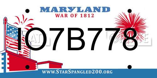 IO7B778 Maryland License Plate