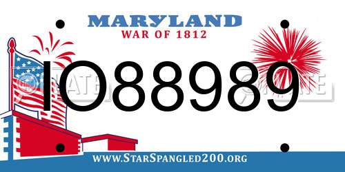 IO88989 Maryland License Plate