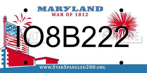 IO8B222 Maryland License Plate