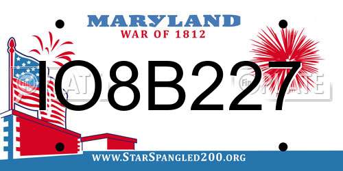 IO8B227 Maryland License Plate
