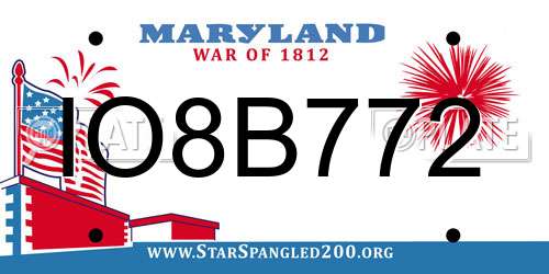 IO8B772 Maryland License Plate