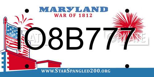 IO8B777 Maryland License Plate