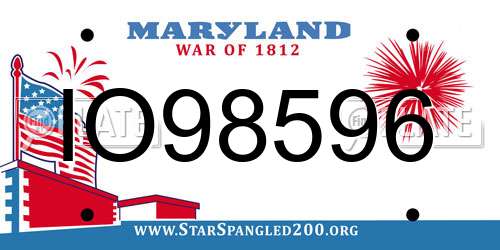 IO98596 Maryland License Plate