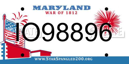 IO98896 Maryland License Plate