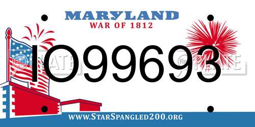 IO99693 Maryland License Plate