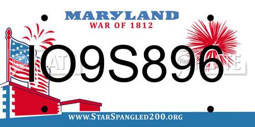 IO9S896 Maryland License Plate