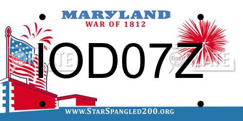 IOD07Z Maryland License Plate